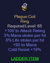 Plague Coil - Dual Leech Mana Cold Resist - Ring