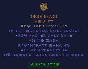 Bone Beads - 2 Sorceress 20 FCR