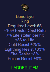 Bone Eye - 10 FCR 7LL 36 Life 25 CR 33 LR 8 FR 8 PR