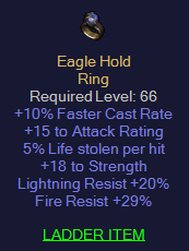 Eagle Hold - 10 FCR 5 LL 18 STR 20 LR 29 FR