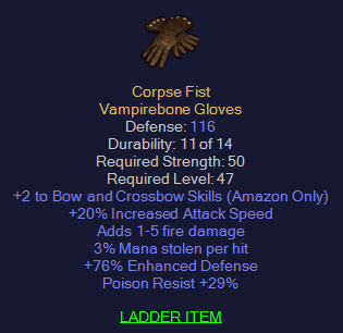 Corpse Fist - 2 Bow Skills 20 IAS 3 ML 29 PR