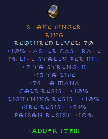 Stone Finger - Fcr Str Mana - All Resist 24 FR