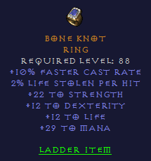 Bone Hold - 10 FCR 22 STR 12 Dexterity 12 Life 29 Mana