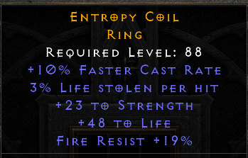 Entropy Coil - 10 FCR 23 STR 46 Life 19 Fire Resist - Non Ladder