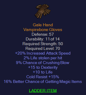 Gale Hand - 20 IAS 9 % CB 15 Dex 15 Cold Res