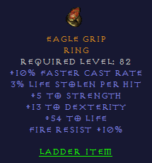 Eagle Grip - Fcr 5 STR 13 Dex 54 Life 10 FR