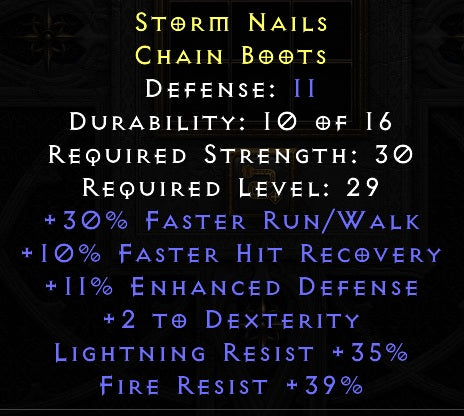 Storm Nails - 30 Run Walk 10 Fhr 35 Lightning Resist 39 Fire Resist