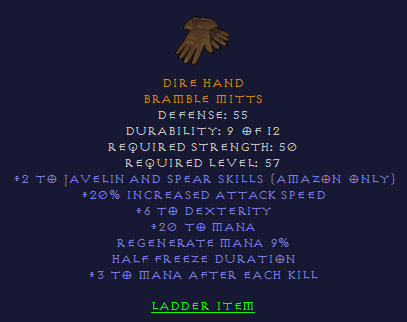 Dire Hand - 2/20 Javazon 3 Maek 6 Dexterity