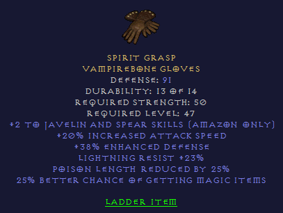 Spirit Grasp – 2 Wurfspeere und Speere 20 IAS MF LR PLR