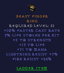 Beast Finger - FCR Str Mana FR - D2Bits