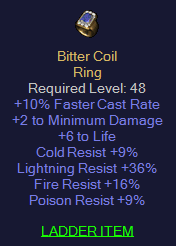 Bitter Coil - 10 FCR 9 All Resist 36 LR 16 FR - D2Bits