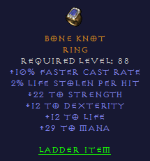Bone Hold - 10 FCR 22 STR 12 Dexterity 12 Life 29 Mana - D2Bits