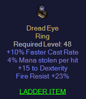 Dread Eye - 10 FCR 4 ML 15 Dex 23 FR - D2Bits