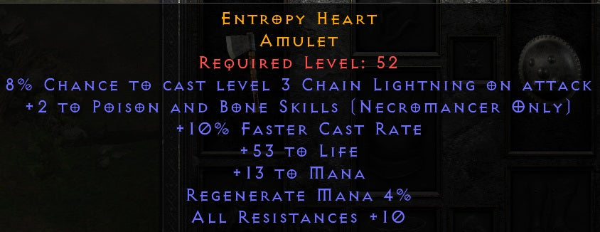 Entropy Heart - 2 Pnb 10 FCR 53 Life 10 All Resist - Non Ladder