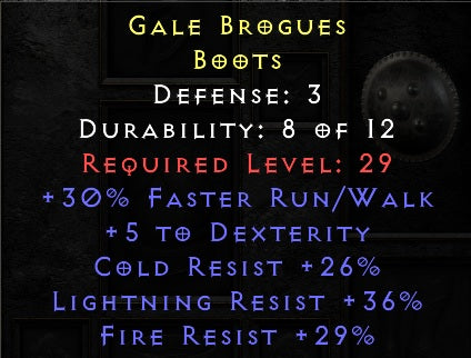 Gale Brogues - 30 Run Walk 5 Dex 26 CR 36 LR 29 FR