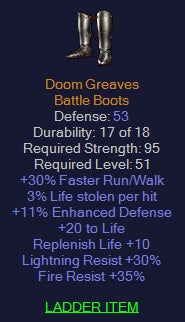 Doom Greaves - 30 Run walk 10 Liferep 20 Life 30 LR 35 FR