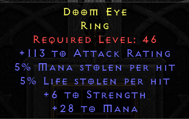 Doom Eye - 113 AR Dual Leech 6 Str 25 Mana - Non Ladder