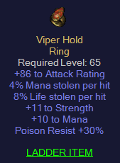 Viper Hold - 4 Ml 8 LL 11 Strength 30 Poison Resist