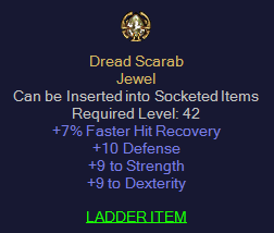 Dread Scarab - 7 fhr 9 Dex 9 Str 10 Defense