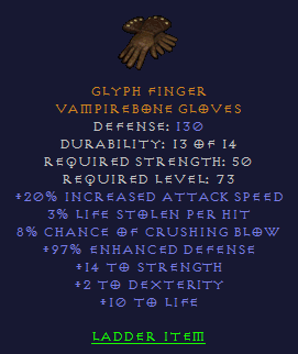 Crafted Gloves - 20/3/8Cb/14 Str/2 Dext/10 Life