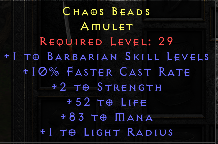 LLD Barbarian Amulet - Non Ladder
