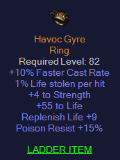 Havoc Gyre - 10 FCR 4 STR 55 Life 9 Liferep 15 PR