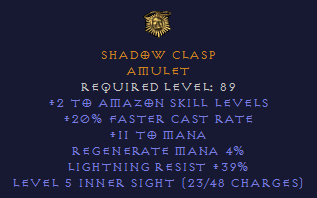 Shadow Clasp - 2 Amazon 20 FCR 39 LR - Amulet - D2Bits