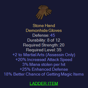 Stone Hand - 2 Martial Arts 20 IAS 3 ML 18% MF - D2Bits