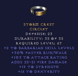 Storm Crest - 2/30 FRW Strength Dexterity - D2Bits