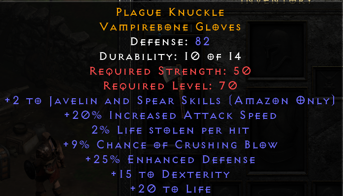 Plague Knuckle - 2 javelin 20 IAS 9% CB 15 Dexterity - Non Ladder