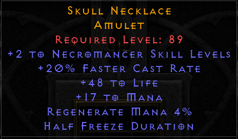 Skull Necklace - 2 Necro 20 FCR 48 Life - Non Ladder