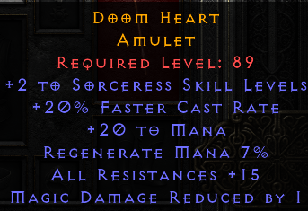 Doom Heart - 2 Sorceress 20 FCR 15 All Resist