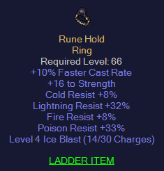 Rune Hold - 10 FCR 16 Str 8 FR 8 CR 32 LR 33 PR
