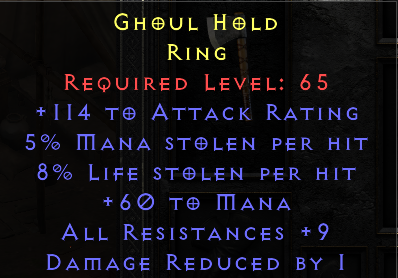 Ghoul Hold - Dual Leech Mana All Resist - Ring