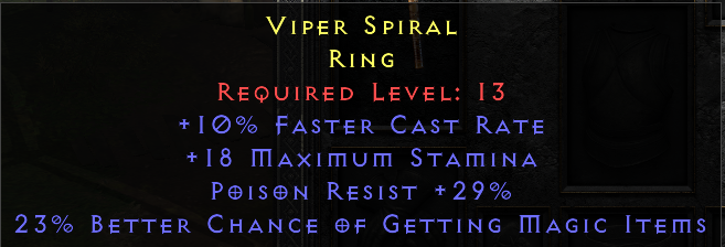 Viper Spiral - FCR MF Poison Resist - Ring