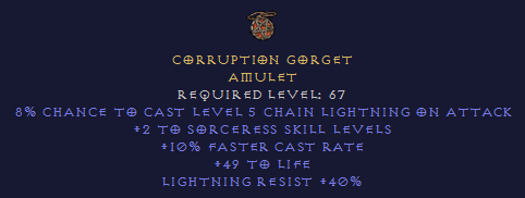 Corruption Gorget - Sorceress Amulet