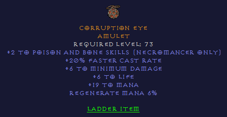 Corruption Eye - 2 Poison and Bone Skills 20 FCR