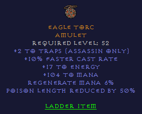 Eagle Torc - 2 Trap 10 FCR 104 Mana 50% PLR