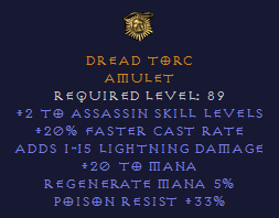Dread Torc - Assassin Amulet
