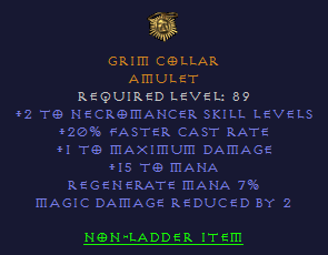 Grim Collar - 2 Necromancer 20 FCR