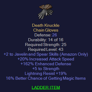 Death Knuckle - 2 Javazon 20 IAS 5 STR 19 LR 16% MF