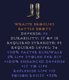 Wraith Brogues - Blood Boots Huge Poison Resist and Rep Life