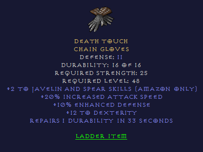 Death Touch - 2/20 Javazon 12 Dexterity