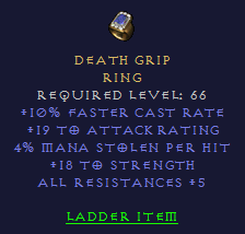 Death Grip - Fcr Mana Leech Strength res