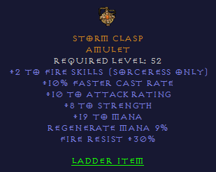 Storm Clasp - 2 Fire 10 FCR 8 Str 30 Fire Resist