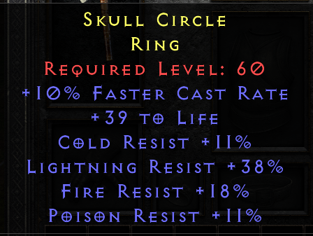 Skull Circle - 10 FCR 39 Life 11 All Resist 38 LR 18 FR