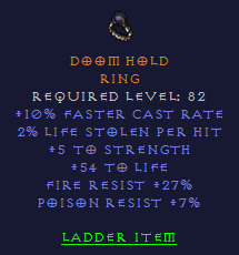 Doom Hold - FCR 5 STR 54 Life 27 FR 7 PR - Ring