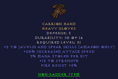 Carrion Hand - 2/20 ML 15 STR 8 Fire Resist - Gloves