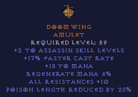 Doom Wing - Assassin Amulet