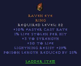 Raven Eye - 10 FCR 3 STR 50 Life 29 LR 25% PLR - Ring